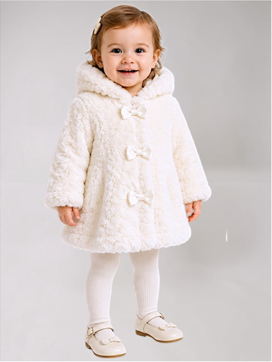 Widgeon Other - Widgeon 3-Bow A-Line Faux Fur Coat – Size 12M